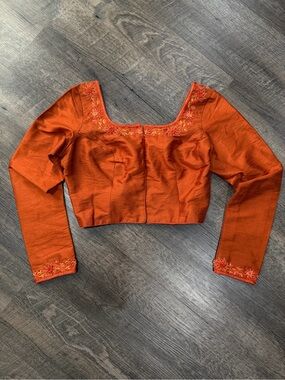 Rust Orange Embroidered Women's Blouse
